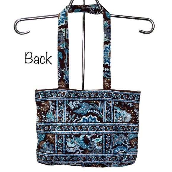 Vera Bradley Java Blue Tic Tac Tote Retired Pattern Turquoise Brown Teal - Picture 2 of 8